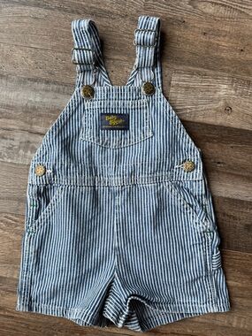 Vintage OshKosh B'gosh Blue and White Stripe Shortall 18 months